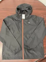 Quicksilver Men's XL Black Zip-up Hooded Light Jacket Packable Hood Pocket NWT