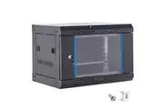 9U Cabinet Server Network Data Rack Wall Mount LAN Rack IT Equipment 20kg Max with Lockable Glass Door and Removable Side Panel Overall 0.6mm 450x542x400mm