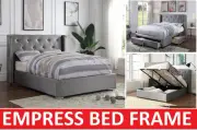 PREMIUM EMPRESS DOUBLE QUEEN KING SIZE SILVER GAS LIFT STORAGE DRAWER BED FRAME