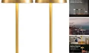Cordless LED 12" Small Table Lamps Set of 2, Modern Portable Desk Gold (2 Pack)