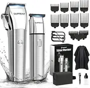 SUPRENT Hair Clippers for Men Waterproof - Professional Hair Clippers Kit with Beard Trimmer Type-C Rechargeable, Cordless Haircutting Clippers and Trimmers Set for Barbers