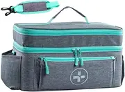Empty First Aid Bag Portable Emergency Set Organizer for Hiking Travel Home Gym, Gray