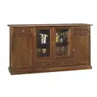 Cupboard Sideboard 4 Doors And 4 Drawers Art Povera Classic Walnut Dark Glass