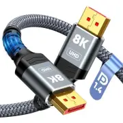 8K 4K DisplayPort Cable 1.4, 6.6FT DP Cord (VESA Certified, 8K@60Hz, 4K@144Hz...