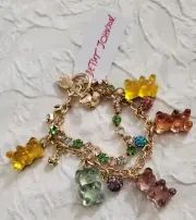 Betsey Johnson Gummy Bear Lucite Rhinestone Bracelet Nwt Rare