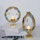 Rust-proof Gold Candlestick Stand Wrought Iron Desktop Candle Cup Bedroom