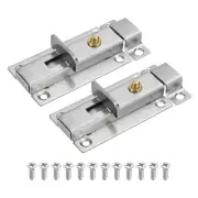 2 Pcs 3.95 x 1.65 Inch Spring Door Bolt Latch Mounted Slide Bolt Silver