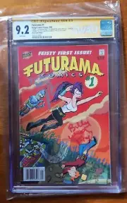 Futurama #1 CGC 9.2 signed & phrase John DiMaggio, Billy West, Phil Lamarr