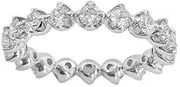 [HEARTS AND YOU] 2ct Round Cut Moissanite Petite Eternity Wedding Band White Gold Plated