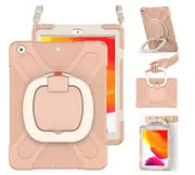 StylePro, iPad 10.2 shockproof kids case with rotating stand & shoulder strap for iPad 10.2" 7th, 8th & 9th gen, rose