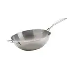 NAPOLEON Stainless Steel Wok 12.25"Dia Flat Bottom w/ Built-in Secondary Handle
