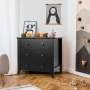 Costway3 Chest of Drawers Nightstand for Bedroom-Black