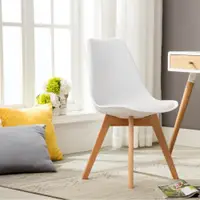 在飛比找蝦皮商城優惠-E-home 北歐經典造型軟墊櫸木腳餐椅-白色