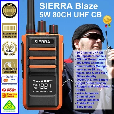 Radios for Hiking safety -SIERRA BLAZE and SIERRA BLAZE 'plus' 5W 80CH H/H CB