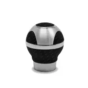 SAAS Leather Ball Gear Knob Black Shift Knob Shifter Lever - Alloy Insert
