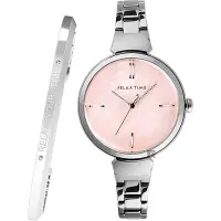 在飛比找Yahoo奇摩購物中心優惠-RELAX TIME 閃耀系列輕奢女錶-粉貝x銀/36mm