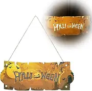 Halloween Door Decor Halloween Hanging Sign for Front Door Decor Halloween Pumpkin Hanging Sign Welcome Sign Wall Plaque for Indoor Outdoor Decor Home Yard Treat or Trick Halloween Party Decor