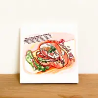 在飛比找蝦皮購物優惠-龍蝦堡 杯墊 擺飾 漢堡 美式繪圖 插畫 餐墊 花磚貼 陶瓷