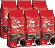 Tim Hortons Dark Roast, Rich Ground Coffee, Perfectly Balanced, Always Smooth, Made with 100% Arabica Beans, 72 Ounce, 12 Oz (Pack of 6), Red