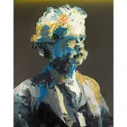 Original - Mark Twain Author Palette Knife Acrylic Portrait Painting Art 12x16