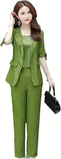 [HEYDHSDC] Fashion Short Sleeve Suit Coat+Pants Two Piece Women's Casual Blazers Jacket Set