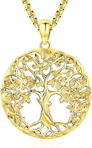 Tree of Life Necklace for Women Men Family 925 Sterling Silver Gold Plated Gifts