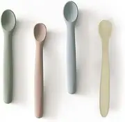 HGNUT 4PCS Silicone Twisting Spoon - A Must-Have for Weaning and Complementary Feeding Meals, As Well As A Gentle Learning Device That Can Be Bent
