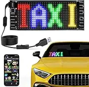 KJOY Mini LED Car Signs, 6.7''x2.76'' Flexible USB 5V LED digital sign Bluetooth Application Control DIY Programmable Scrolling LED Sign for Car Party Wedding Festival