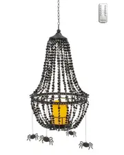 Gerson International Black Crystal Chandelier With 6 Spiders, Led Candle Remote