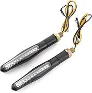 Turn Signal Indicator Pair Universal Motorcycle Motocross Turn Signal/Indicators Lights Amber LED Emark Light Blinker Flowing Water