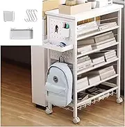 vegetable storage rack， Utility Cart Organizer Steel Utility Cart on Wheels Rolling Utility Cart Multi-Functional Movable Storage Book Shelves 6 Tier,