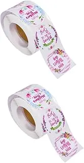 Angoily 1 Roll Mother's Day Packing Labels Round Stickers for Floral Easy Peel Stick for Sealing Envelopes Presents Create Warm Moments with Thankful