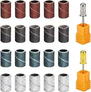 EMSea 202pcs Nail Art Sanding Bands & Drill Bits Kit, 80 120 180 240 Grit with 3/32 Inch Drill Bits for Manicure Pedicure Polish
