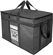 XX-Large Insulated Collapsible Cooler Bags with Zipper Closure,Reusable Grocery Shopping Bags Keep Food Hot or Cold,Ideal for Catering Grocery Transport,23"W x 15"H x 14"D(Black Color)
