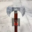 Viking Axe Handle 3 Fold Brown Wooden Walking Stick Cane Halloween Party Costume