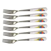 Set of 6 Rainbow Lorikeets Bird Cake Fork Set
