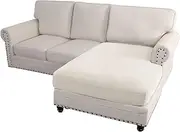 [Smarcute] Sofa Covers L Shape Couch Stretch Couch Covers for Living Room, Jacquard Sofa Cover Wear-Resistant Chaise Lounge Cover for Sectional Slipcovers (Ivory,Chaise Cover)