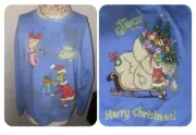 Dr Suess The Grinch Sweatshirt XL Cindy Lou Whoville Christmas Pullover COLORFUL