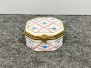 Vintage Limoges France Gilt Hand Painted Floral Porcelain Trinket Pill Box 2 in