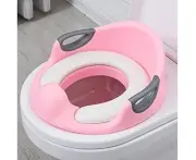 Potty Training Seat, Toddler Toilet Seat for Kids with Soft PU Cushion, Non-Slip and Splash Guard+Safe Handles, Potty Toilet Trainer - Pink