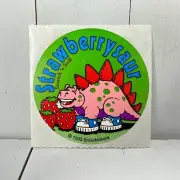 Vintage Smilemakers Sticker “Strawberrysaur” Matte Scratch-N-Sniff Strawberry
