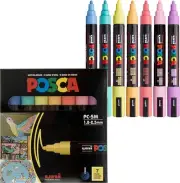 7 Pastel Posca Paint Markers, 5M Medium Posca Markers with Reversible Tips