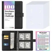 100 Envelope Money Saving Challenge Book with 100 Pocket Pre-numbered & Reusa...