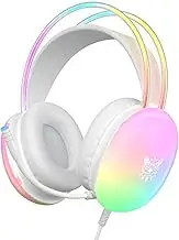 Gaming Headset with Microphone, RGB Rainbow Lighting, PC Wired Lightweight Gaming Headphones for PS4/PS5/Laptop/MAC, 3.5mm Audio Over Ear Headphone, Stereo Surround Sound, Self-Adjusting Headband
