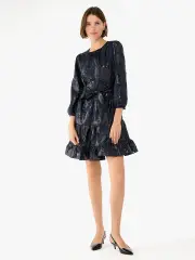 Full Bloom Metallic Shift Dress