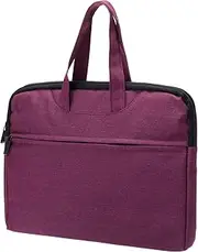 uxcell 15x11.4" Document Bag with Handle, Oxford Waterproof 2 Compartment Hand-held Thickened Portfolio File Handbag Briefcase for Business Trip Office, Purple