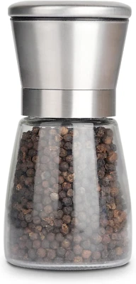 Stainless Steel Adjustable Pepper and Salt Grinder with Ceramic Rotor, Single Pa