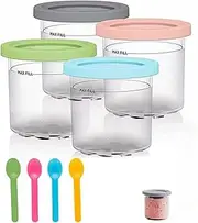 Creami Pints and Lids for Ninja - 4 Pack Creamy Ice creami Containers Cups Jars Tubs Canisters Set, Smoothie Pot Compatible with NC299AMZ & NC300s Series Creamer Ice Cream Maker Machine Accessories