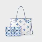 LOUIS VUITTON Neverfull MM Tote Bag BY THE POOL Blue M22979 Shop Purse Auth New