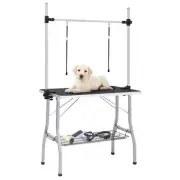 vidaXL Dog Grooming Table Black Stainless Steel Medium Foldable